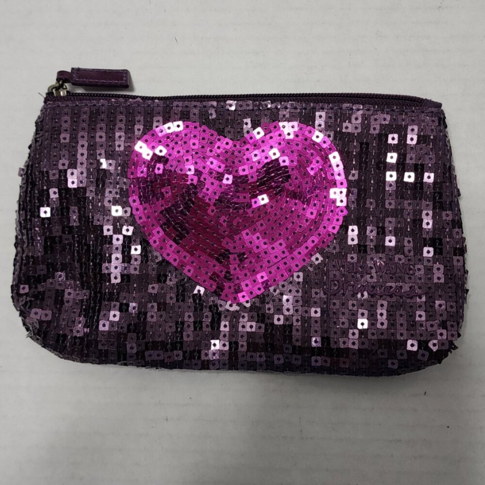Vera Wang Princess Sequin Heart Make Up Cosmetic Bag Case - Purple & Pink